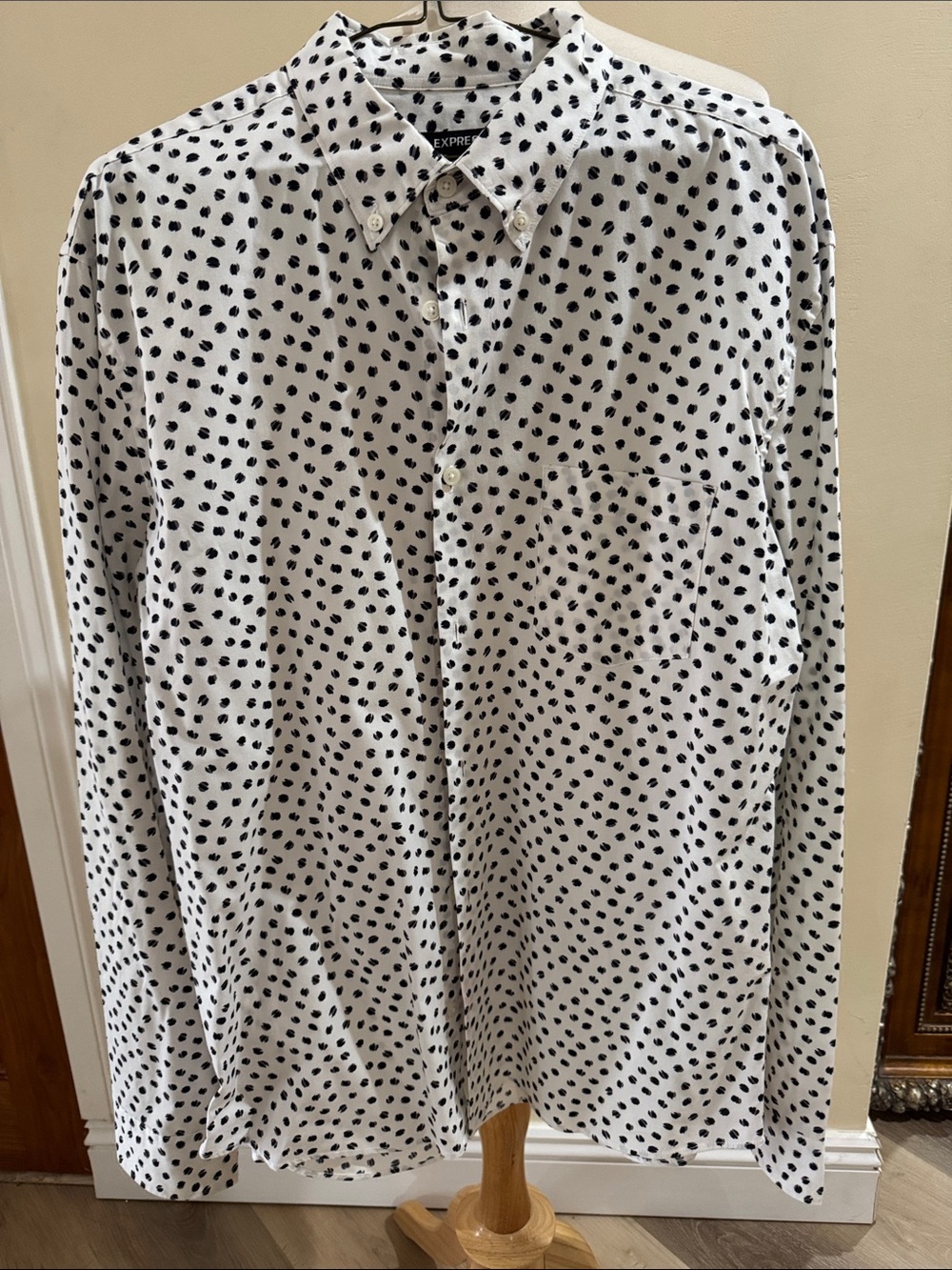 Express White Shirt with Black Spot Print